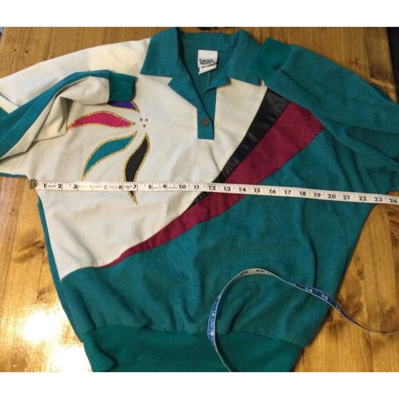 Vintage 90s Teddi Sport Womens Pullover Sweater Size M Unique Abstract Design - Picture 6 of 7